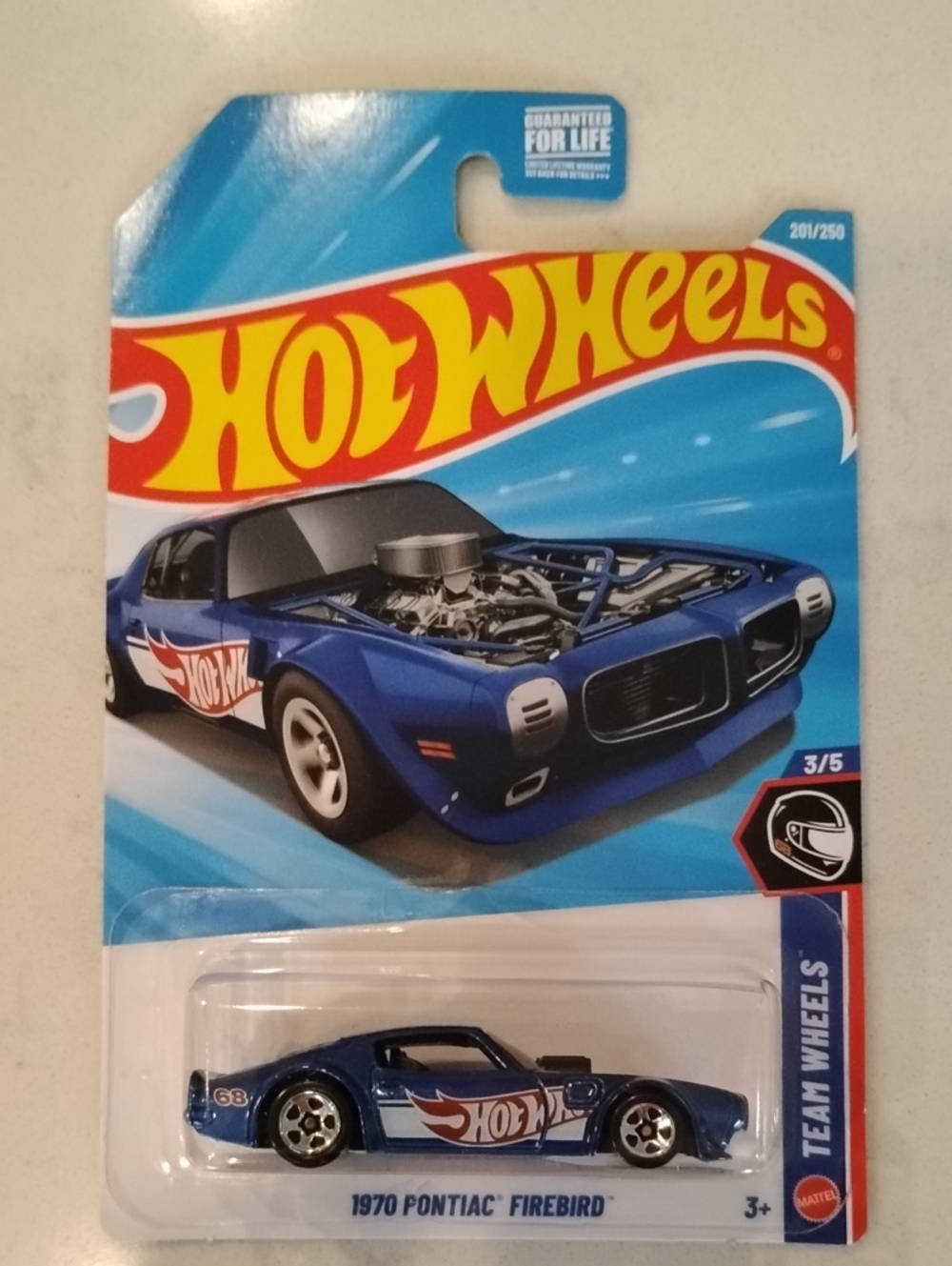 Mattel Hot Wheels 1970 Pontiac Firebird - Blue with White & Red Graphics